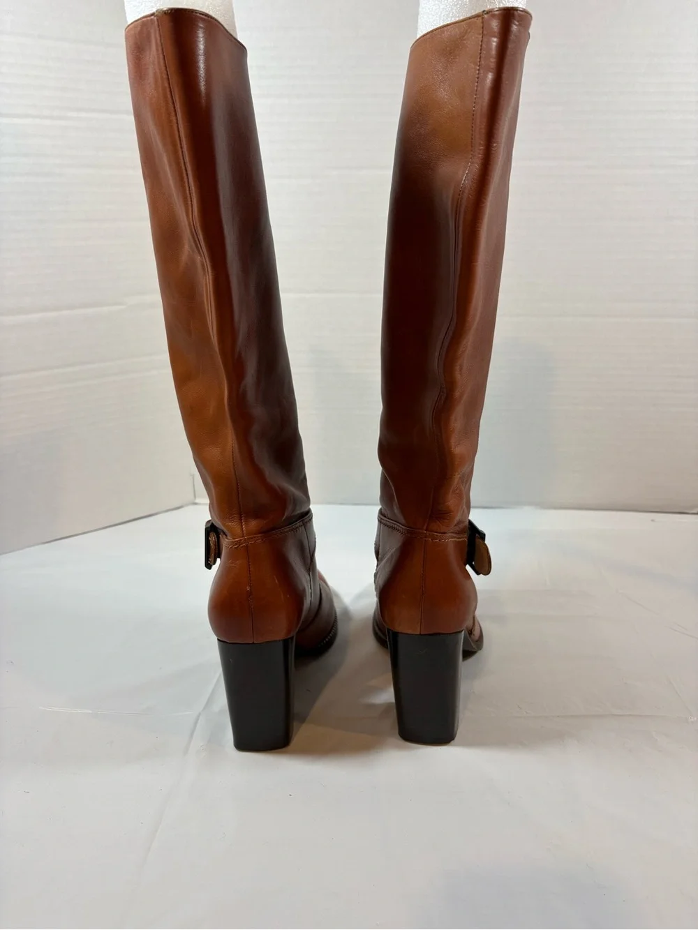 Vintage Robert Clergerie | Paris | 9.5B| Cognac Leather Knee High Boots| Buckle